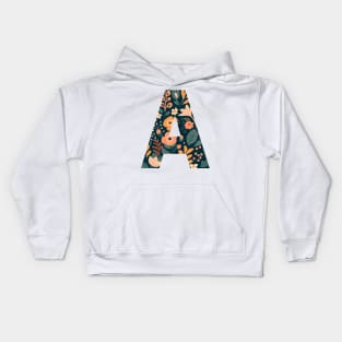 Whimsical Floral Letter A Kids Hoodie